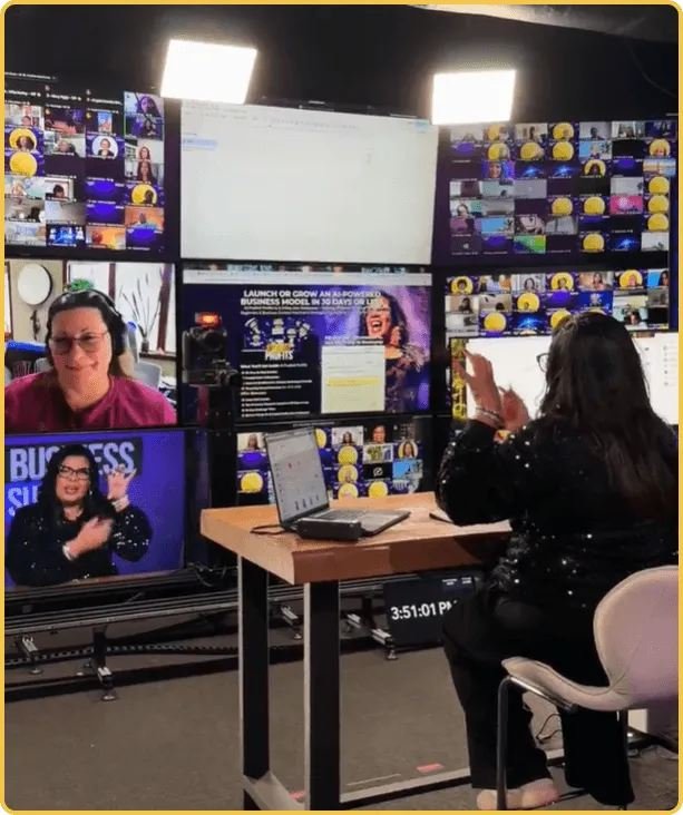 Behind-the-scenes production during a live AI InnoVision broadcast